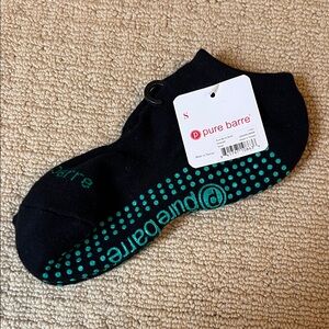 Pure Barre Black and Green Sticky Socks